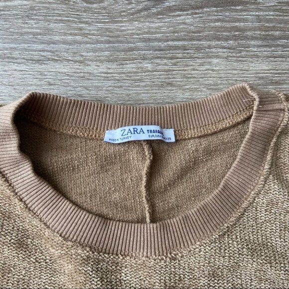 Trafaluc by Zara Tan Drop  Shoulder Cropped Pullover Sweater - Picture 7 of 16